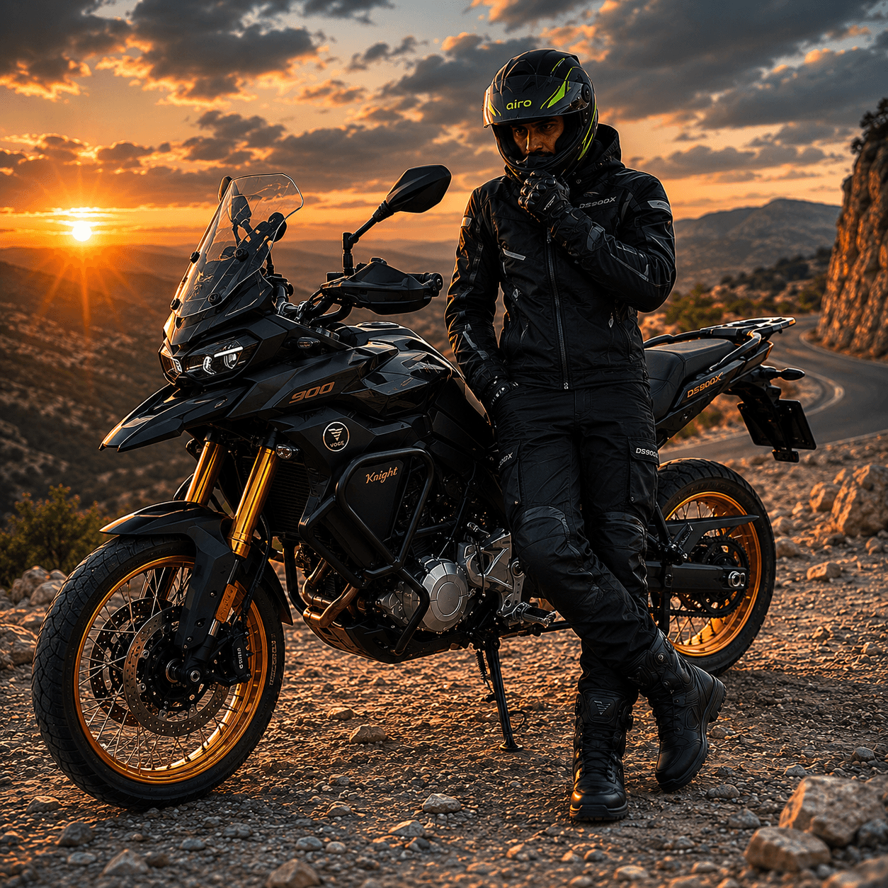 Motorcycle adventure on an open road